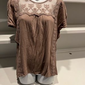 Short sleeve sheer top, flutter sleeve shirt